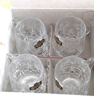 Crystal Liqueur Glasses with Finger Handle Lot of 4 Heirloom Collection Vintage
